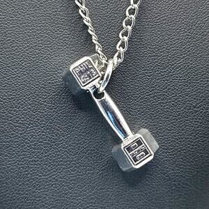 Philippians 4:13 Dumbbell Necklace Christian Fitness Valentine's Stainless NEW